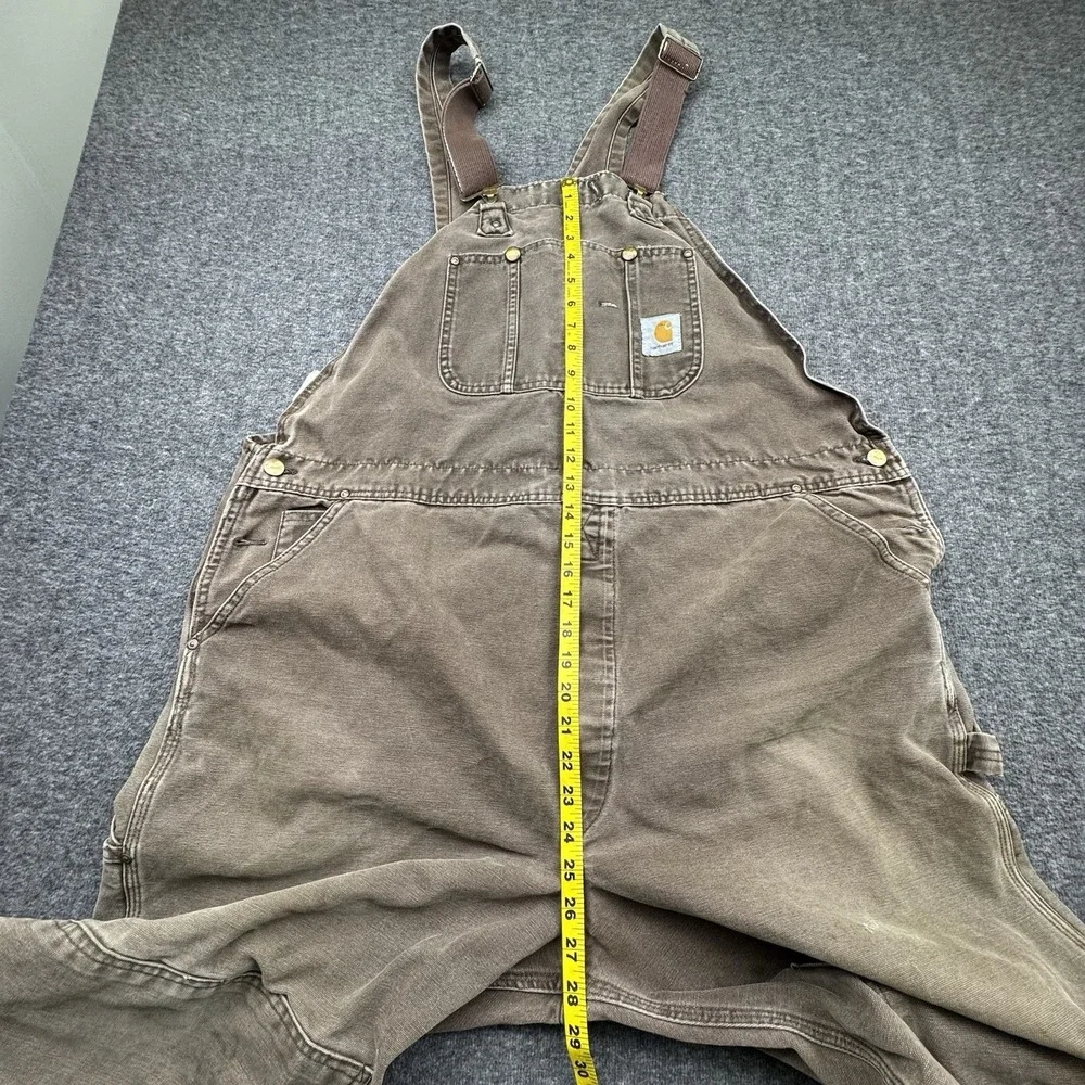 Carhartt Double Knee Overall Bibs Brown BU182 Canvas 44x29 Union 90s VTG USA